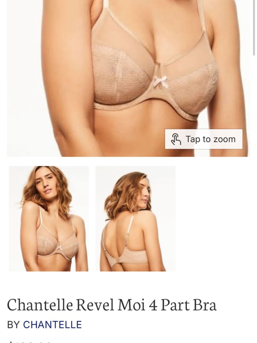 Chantelle 30 DD Revele Moi Underwire Nude Lace Support Bra